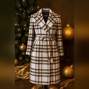*NWT* Mackage Sienna Plaid Wool Blend Belted Coat Size Small